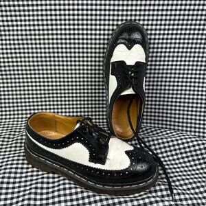 Dr Martens 3989 Vintage Black White Brogue Oxford Made in England Shoe UK 5